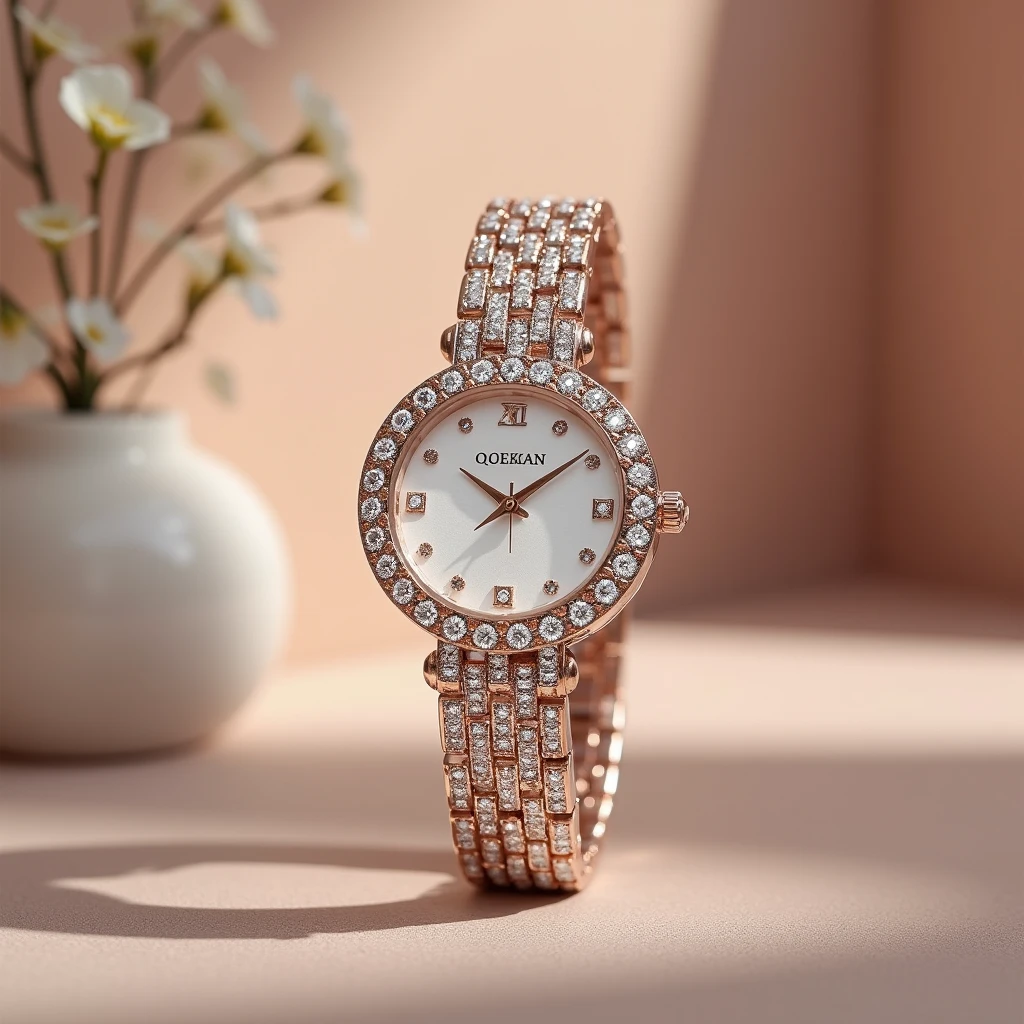 Elegant women's watch with diamonds
