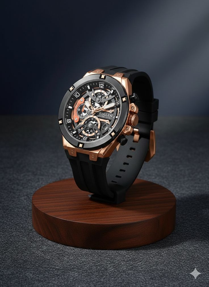 Exclusive men's watch with automatic mechanism